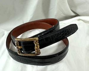 Vintage BARRY KIESELSTEIN CORD black alligator belt sterling silver unisex small - Picture 1 of 18
