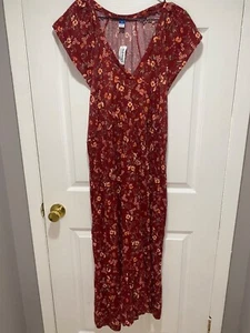 Old Navy Women's XXL Red Floral Maxi Midi Cottagecore Dress With Flutter Sleeves - Picture 1 of 5
