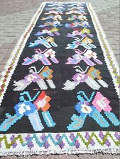 Vintage Turkish Kilim Runner, Carpet Runner, Floral Runner Rug, AisleRug 41x119"