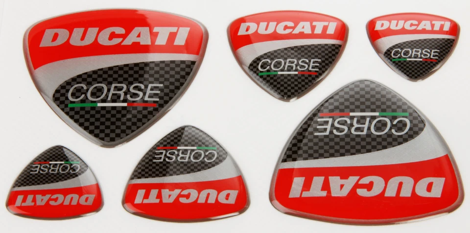 DUCATI CORSE CARBON DESIGN 3D GEL AUFKLEBER AUFKLEBER 6ER SET