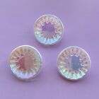 Trio of vintage white glass buttons with beautiful pearlescent lustre - 23 mm