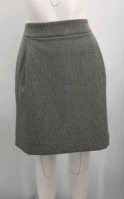 Rene Lezard Black white houndstooth Knee-Length Skirt w/ Blue piping sz 40 — 第 1/4 张图片