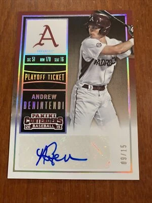 Andrew BENINTENDI🔥2015 Panini Contenders Playoff Ticket RC AUTO #5 9/15 Red Sox - Image 1 of 2