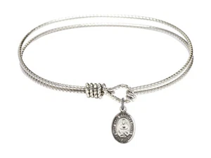 Sterling Silver St. Marie Magdalen Postel Charm on 7.25" Bangle Bracelet - Bliss - Picture 1 of 1