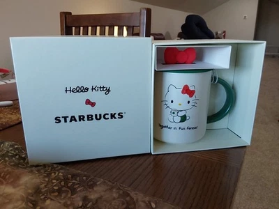 ¡NUEVO! Starbucks Coffee x Hello Kitty Sanrio Cerámica Taza Arco Tapa Cubierta 16 OZ 2025! Foto 1 de 3