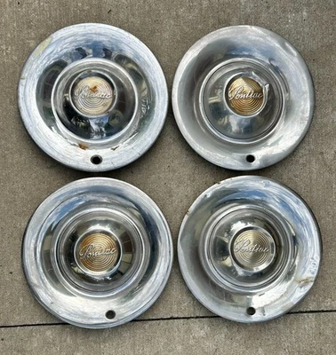 Juego de 4 Sombrero Original Años 40 50 Pontiac Tapacubos Tapacubos Tapacubos Foto 1 de 4