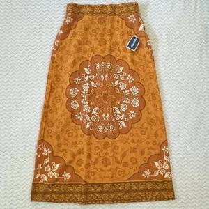 NWT Rachel Zoe, Column Cotton Mustard Yellow Boho Maxi Elastic Waist Skirt Sz S - Picture 1 of 6