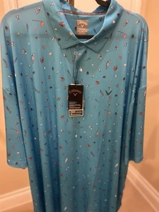 Callaway BIG & TALL SHORT SLEEVE ALL OVER TEE TIME PRINT POLO 4XLT NWT - Picture 1 of 5