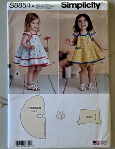 Simplicity Pattern 8854 Toddler Pinafore Dress w Panties Size 1 2 3 4 UNCUT - Picture 1 of 5