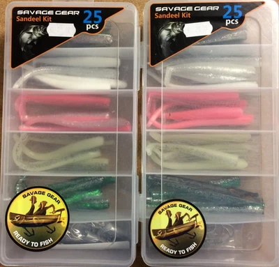 2 x Boxes of SAVAGE GEAR SANDEEL Kit (25pcs) Fishing Lures - Image 1 of 4