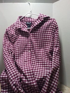  Flanellhemd Damen Lands End burgund und beige gebraucht Gr. 12 - Bild 1 von 6