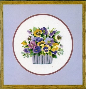 Needle Treasures 00664 Stiefmütterchen Korb Crewel Stickerei Versiegelt Kit Lu Fuller - Bild 1 von 6