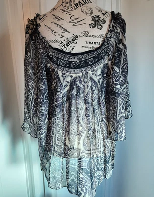 Blusa MILLY of New York Gris Floral Seda - Talla 8 Foto 1 de 4