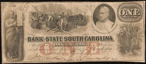 1861 $1 BILL SOUTH CAROLINA BANK NOTE CURRENCY OLD PAPER MONEY CIVIL WAR - Picture 1 of 2