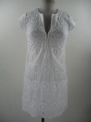 Women's XS Calypso St. Barth White Lace Cotton Mini Dress Sun Beach Embroidered - Image 1 of 4