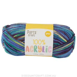 Acrylic Yarn 100g 189m 8ply - Variegated Aqua Marine - Picture 1 of 1