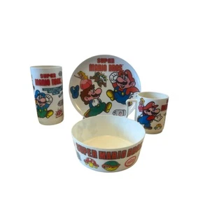 RARE!! 1989 Super Mario Bros Dish Set Plate Bowl Cup Mug Nintendo Video Game VTG - Picture 1 of 13