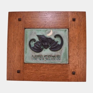 Ravenstone Tiles Vintage Art Pottery Bat Ceramic Framed Tile - Picture 1 of 6