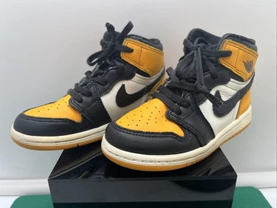 Nike Air Jordan 1 Retro Alto Niños Talla 9C Amarillo Negro Zapatos Atléticos Tenis Foto 1 de 4