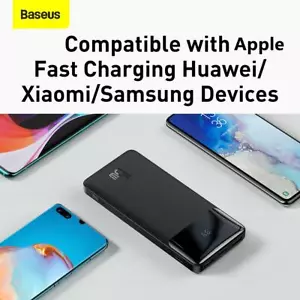Baseus 15W Fast Charger LED Display 10000mAh Power Bank Dual USB PD Type-C Apple - Picture 1 of 11