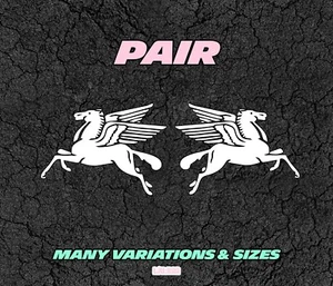 PAIR - Decal Mobil Pegasus Gas  -  Car Decal sticker, Various Colors and sizes - Picture 1 of 4