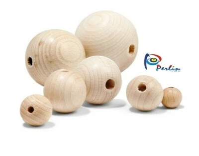 1000 Holzperlen Roh Set 6/8/10/12/14/16/18 mm Kugel Schmuck Basteln Deko DIY - Bild 1 von 4