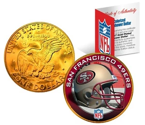 SAN FRANCISCO 49ERS NFL LICENSED 24K Gold Plated IKE Eisenhower Dollar US Coin  - Picture 1 of 3