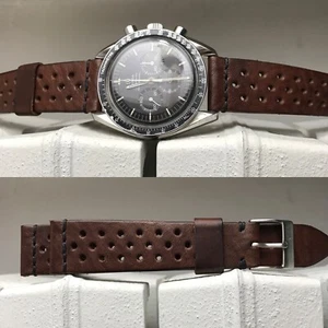20 mm Genuine Sienna Brown Leather watch Strap for vintage chrono camaro monaco - Imagen 1 de 1
