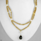 EXQUISITE GENUINE TOPAZ, CITRINE, FRESHWTER PEARL TWO STRAND NECKLACE