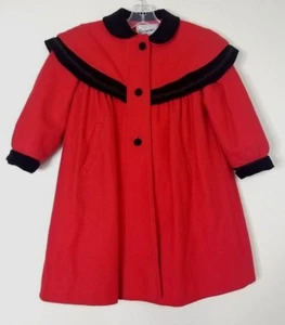 VTG Rothschild Big Girls Winter Wool Velvet Dress Coat Kids 5 Dressy Holiday - Picture 1 of 7