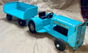 Vintage 1960s Tonka Airlines Pressed Steel Luggage Tractor & Cart - Picture 1 of 17