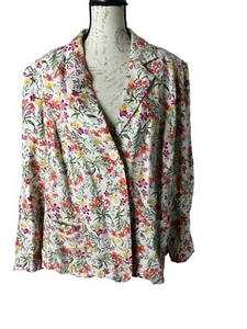 JM Collection 100% Linen Floral Jacket Blazer Size 22W Plus - Picture 1 of 5