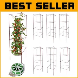 Adjustable Heavy-Duty Tomato Cages - 6 Pack with Twist Ties for Climbing Plants - Picture 1 of 11