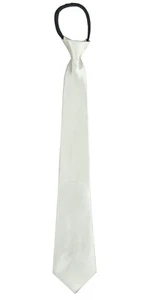 Corbata con cremallera preatada tejida lisa de poliéster "blanca" para hombre de 2 o 3 pulgadas - Imagen 1 de 1