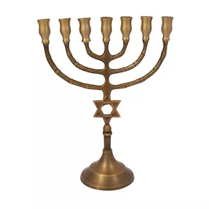 Authentische Bronze-Menora mit Davidstern 8,5 Zoll/22 cm - Bild 1 von 1