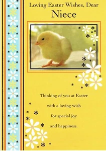 NIECE EASTER CARD Calidad Pascua Tarjeta Diseño Pollito - Imagen 1 de 3