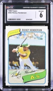 1980 TOPPS RICKEY HENDERSON #482 ROOKIE CGC 6 EX/NM   ATHLETICS - Picture 1 of 2