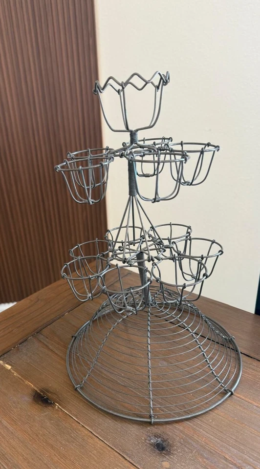 Wire Tiered EGG Holder - Easter Display - French Vintage Decor Flair - Image 1 of 4