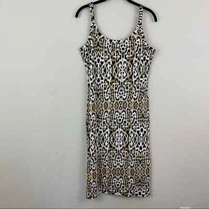 Wendy Williams Sin mangas Leopardo Animal Estampado Vaina Vestido Cuchara Escote Med Nuevo Sin Etiquetas - Imagen 1 de 7
