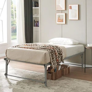 Kings Brand Furniture Twin Size Metal Pop up Trundle Day Bed Frame, Grey - Picture 1 of 6