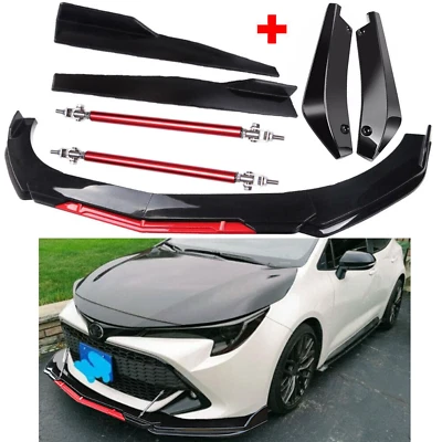 Front Bumper Lip Splitter Spoiler Body Kit + Side Skirt For Toyota Corolla - Imagem 1 de 4