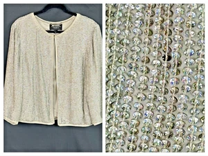 St John COUTURE Jacket BEAUTIFUL Knit Grey Silver Sparkle Jacket Sz 14 - Picture 1 of 24
