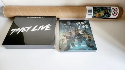 They Live Steelbook: 4K, Blu Ray w/ Pin Set & Poster Sealed New Mint SF US - Image 1 of 4