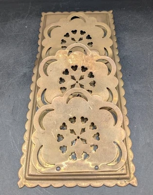 Vintage Gold Tone Brass (?) Wall Mounted Three Slot Floral Letter Rack - Image 1 of 4