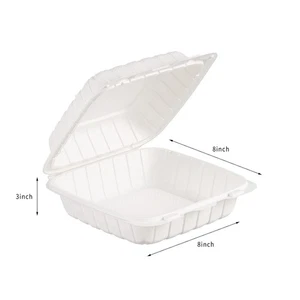 8X8" 1-Compartment 50Pack Plastic Clamshell Take Out Food Containers - Picture 1 of 3