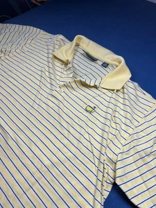Mens L Masters Collection Yellow Horizontal Stripe Golf Polo Collared Vintage? - Picture 1 of 23