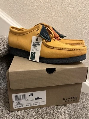 Hombres Clarks Originales Wallabee Mocasín Gamuza Zapatos Talla 11.5 M Amarillo Azul 68858 Foto 1 de 4