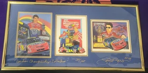 JEFF GORDON CHAMPPIONSHIP COLLECTION 9x17 FRAMED SERIAL # 39/100 SAM BASS - Picture 1 of 2
