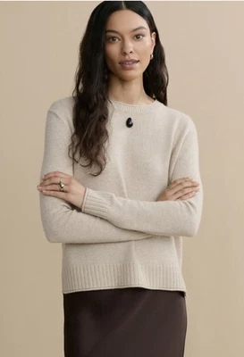 Jenni Kayne Everyday Sweater Womens Sz Medium Oatmeal Quiet Luxury Wool Cashmere - Image 1 of 4