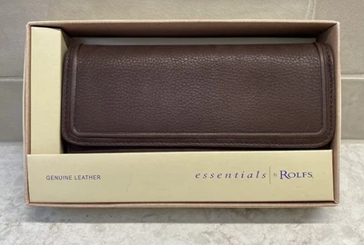 Carteira/livro de cheques de couro genuíno marrom Rolfs nova na caixa organizador de dinheiro - Imagem 1 de 4
